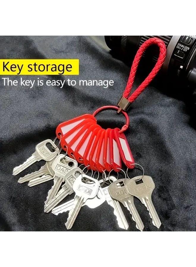 10pcs Rose Red Key Tags With Durable PP Key Organizer And Braided Lanyard For Visual Organization - Image 2